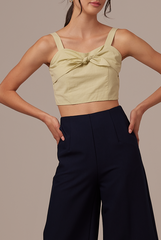 Judith Knotted Crop Top in Avocado