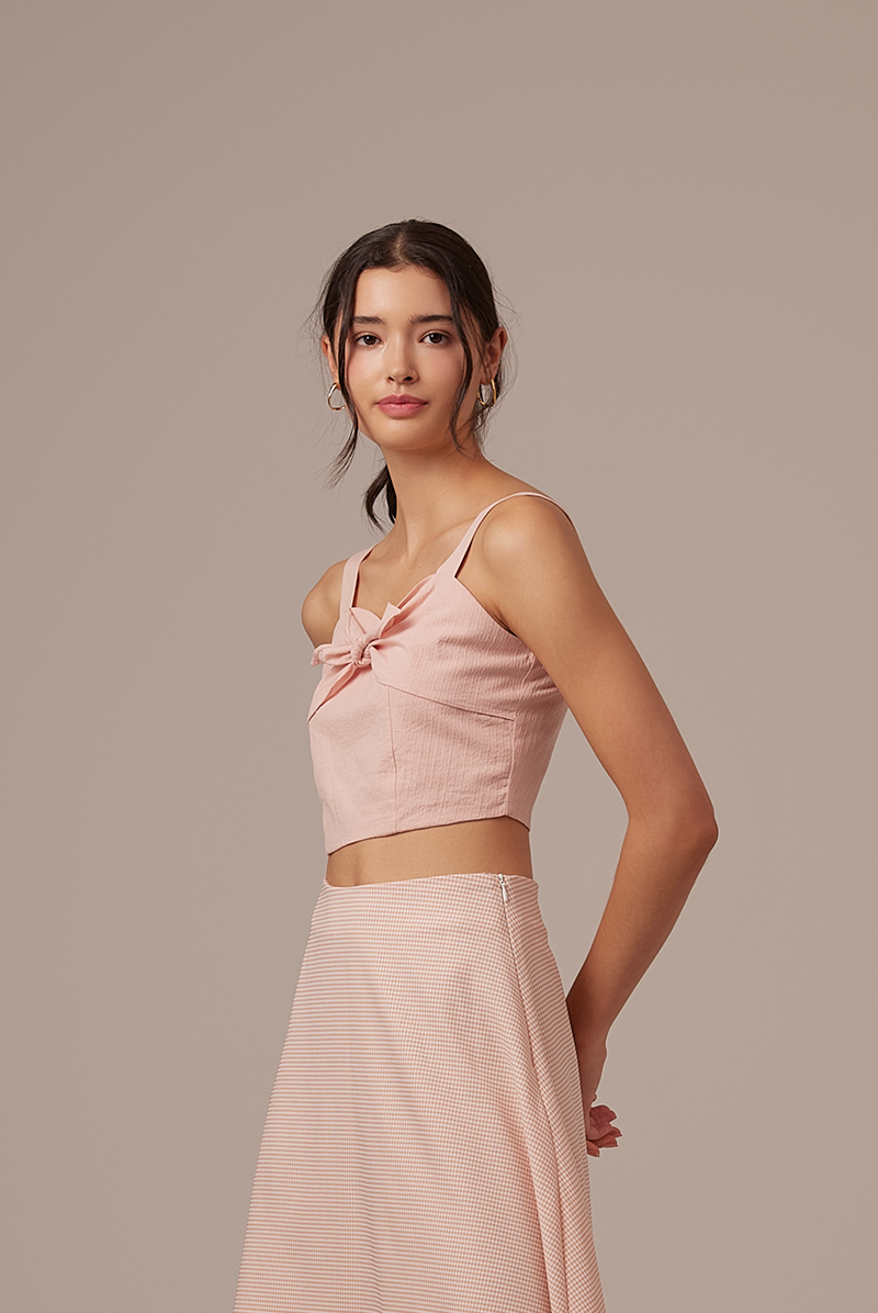 Judith Knotted Crop Top in Blush