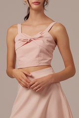 Judith Knotted Crop Top in Blush