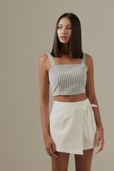 Leia Checkered Top in Black