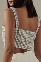 Leia Checkered Top in Black