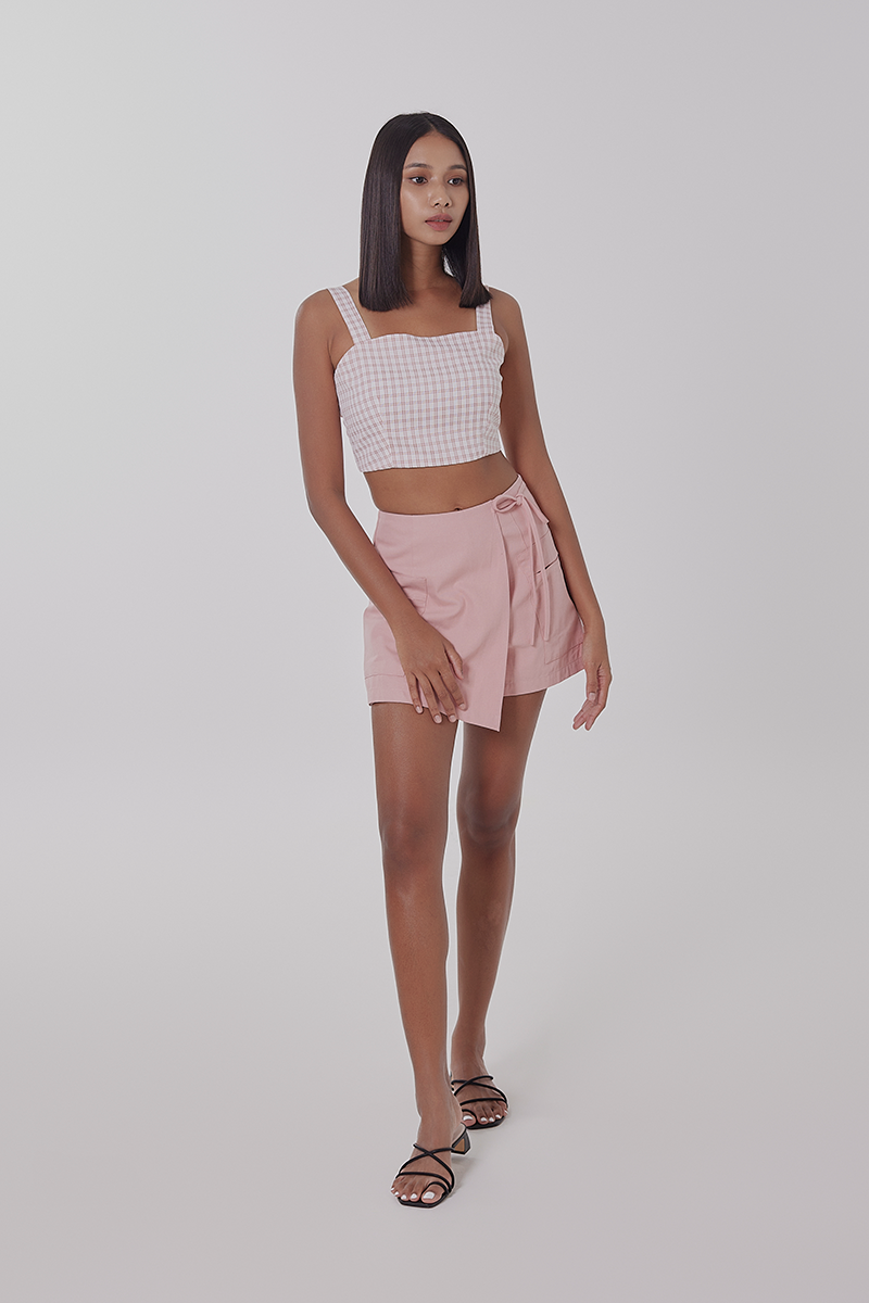 Leia Checkered Top in Rose