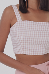 Leia Checkered Top in Rose