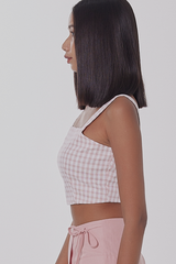 Leia Checkered Top in Rose