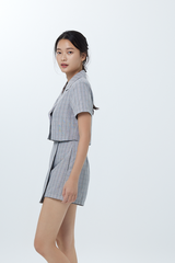 Debbie Plaid Blazer Top in Black