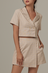 Debbie Plaid Blazer Top in Khaki