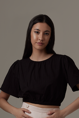Valency Elasticated Top in Black