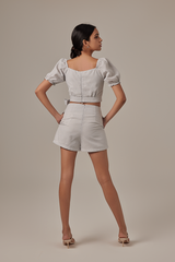 Isabella Ribbon Tie Top in Grey