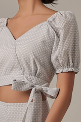 Isabella Ribbon Tie Top in Grey