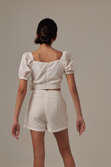 Isabella Ribbon Tie Top in White