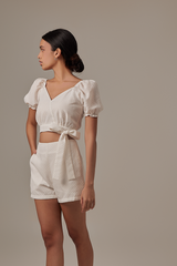 Isabella Ribbon Tie Top in White
