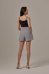 Ailey Waffle Textured Crop Top in Navy Blue