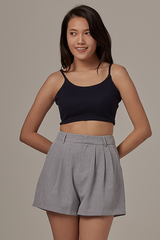 Ailey Waffle Textured Crop Top in Navy Blue