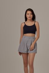 Ailey Waffle Textured Crop Top in Navy Blue