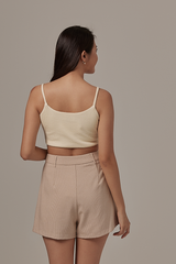 Ailey Waffle Textured Crop Top in Vanilla