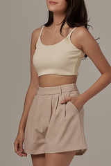 Ailey Waffle Textured Crop Top in Vanilla
