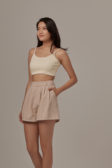 Ailey Waffle Textured Crop Top in Vanilla