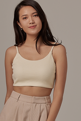 Ailey Waffle Textured Crop Top in Vanilla