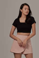 Micayla Waffle Textured Crop Top in Black