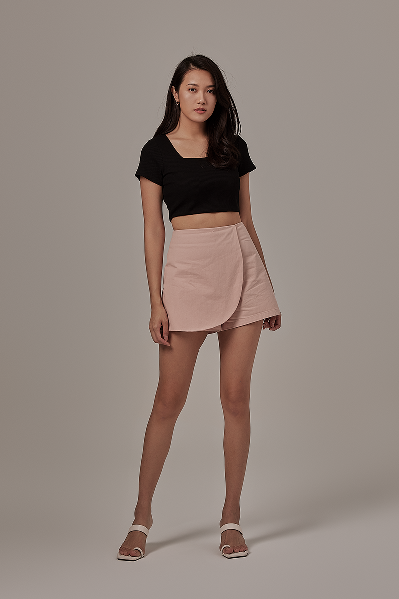 Micayla Waffle Textured Crop Top in Black