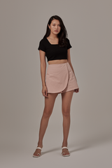 Micayla Waffle Textured Crop Top in Black