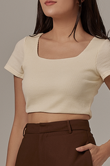 Micayla Waffle Textured Crop Top in Vanilla