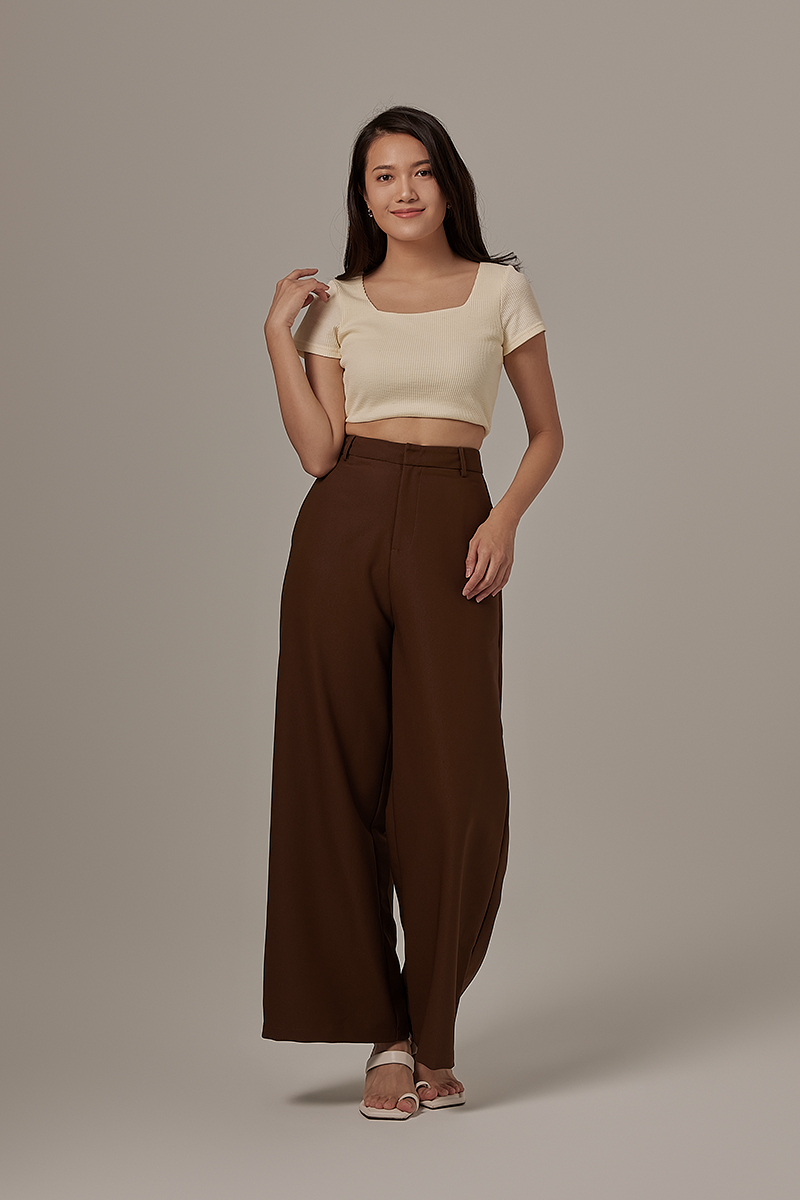 Micayla Waffle Textured Crop Top in Vanilla