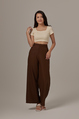 Micayla Waffle Textured Crop Top in Vanilla