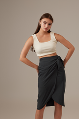Vanessa Square Neck Fitted Crop Top in Cream
