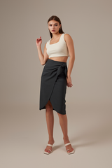 Vanessa Square Neck Fitted Crop Top in Cream