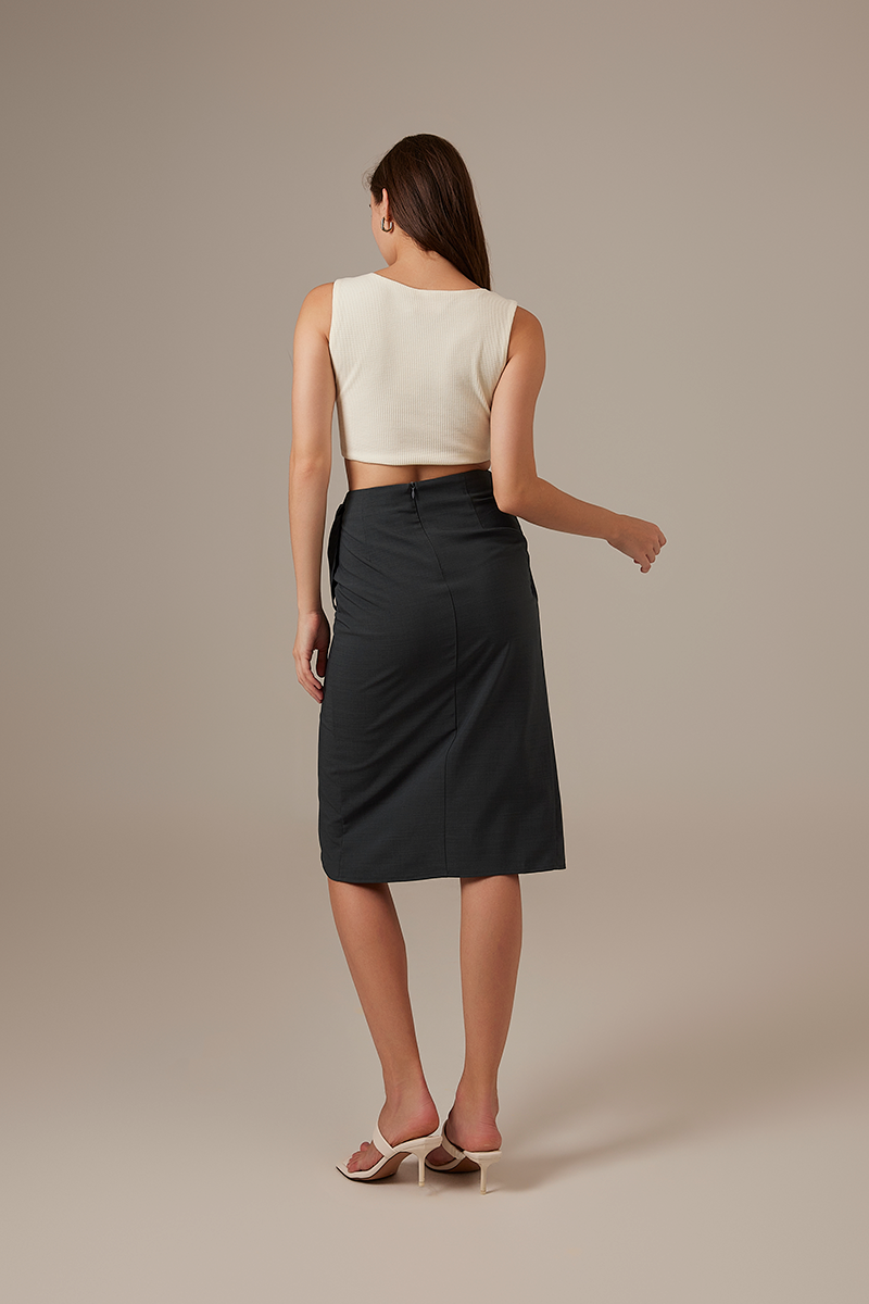 Vanessa Square Neck Fitted Crop Top in Cream