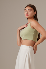 Vanessa Square Neck Fitted Crop Top in Pistachio