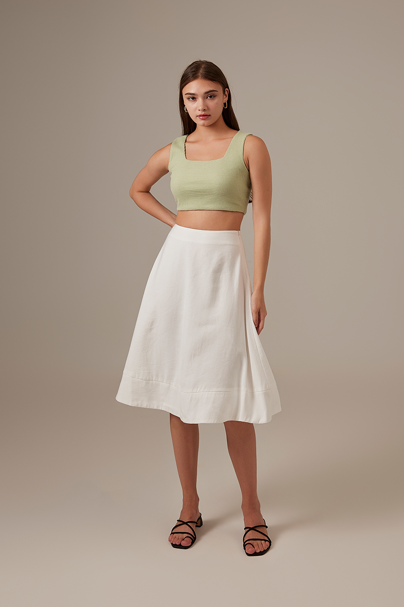 Vanessa Square Neck Fitted Crop Top in Pistachio