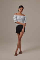 Isabel Peplum Blouse in Blue
