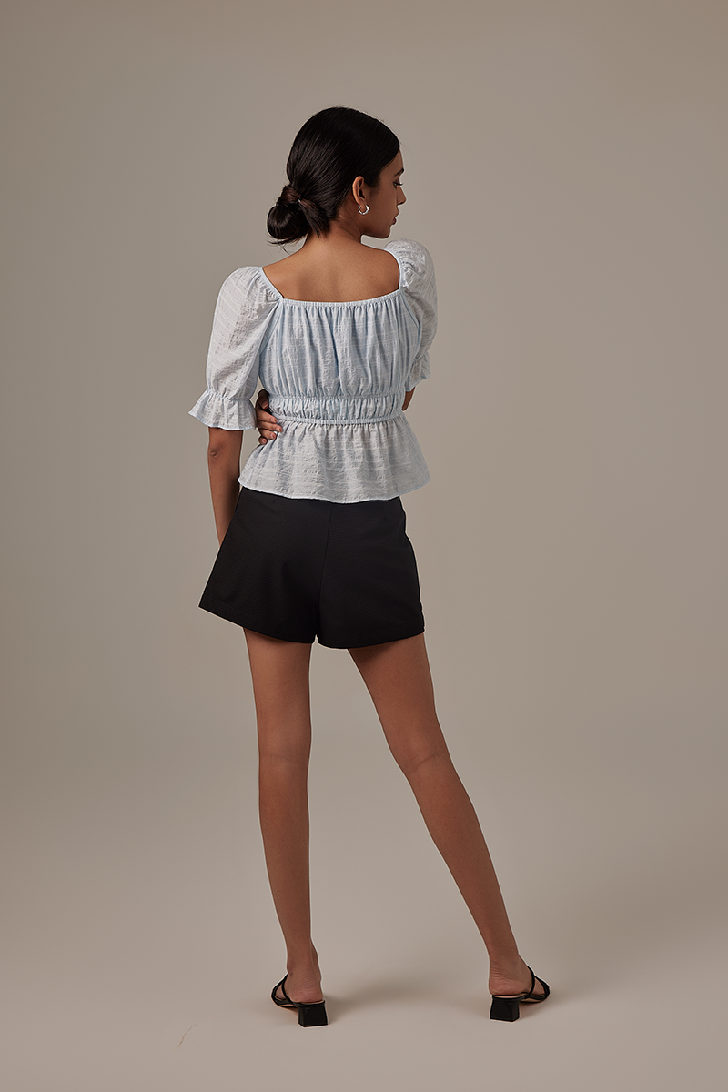 Isabel Peplum Blouse in Blue