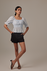 Isabel Peplum Blouse in Blue