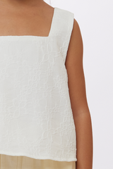KIDS Estelle Embroidered Top in White