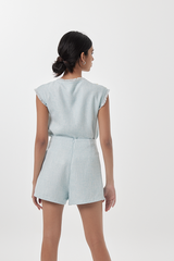 Ivy Tweed Top in Marine