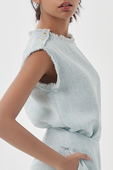 Ivy Tweed Top in Marine