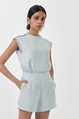 Ivy Tweed Top in Marine