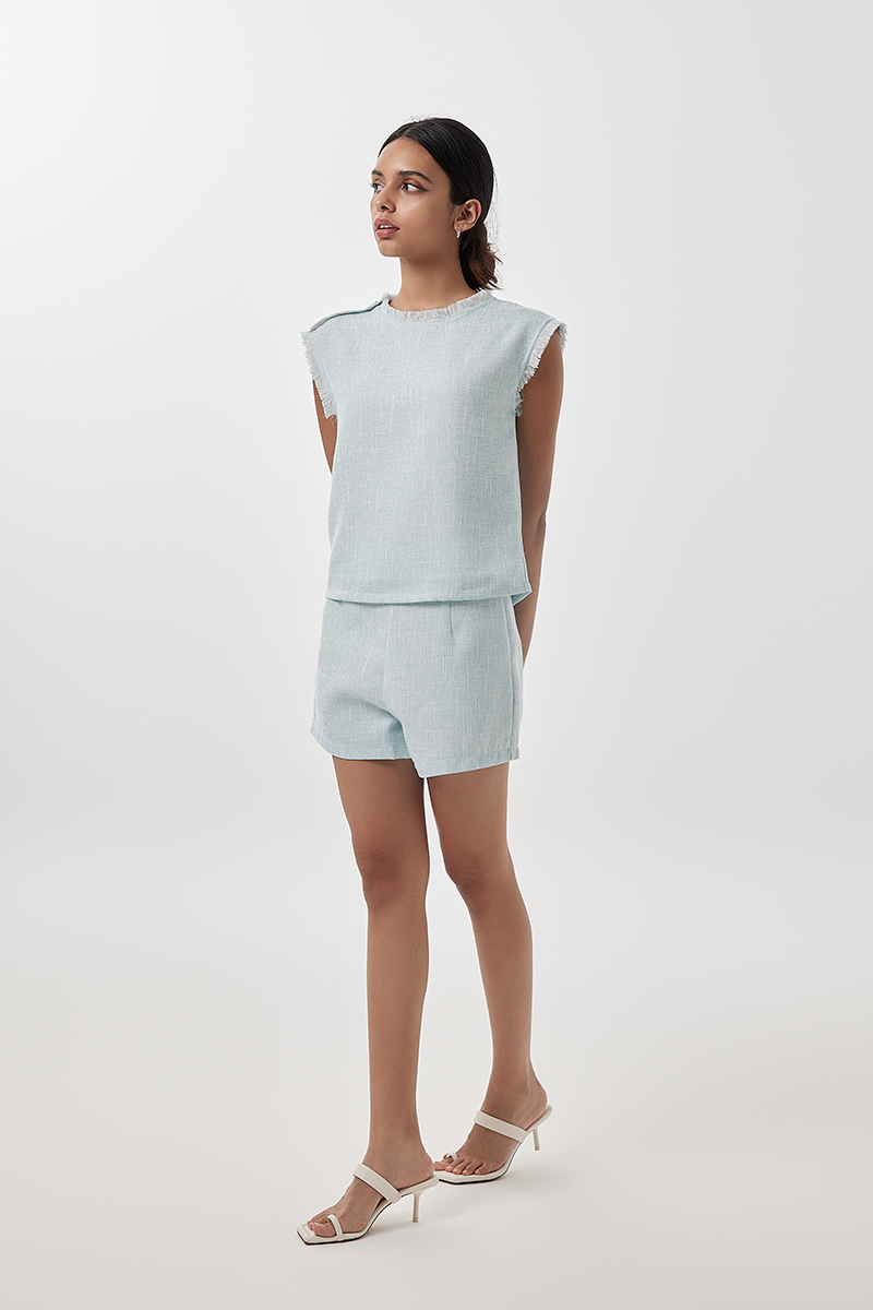 Ivy Tweed Top in Marine