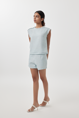 Ivy Tweed Top in Marine