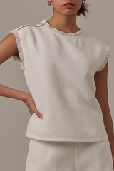 Ivy Tweed Top in White