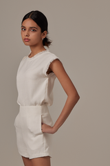 Ivy Tweed Top in White