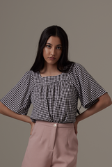 Remia Checkered Blouse in Black
