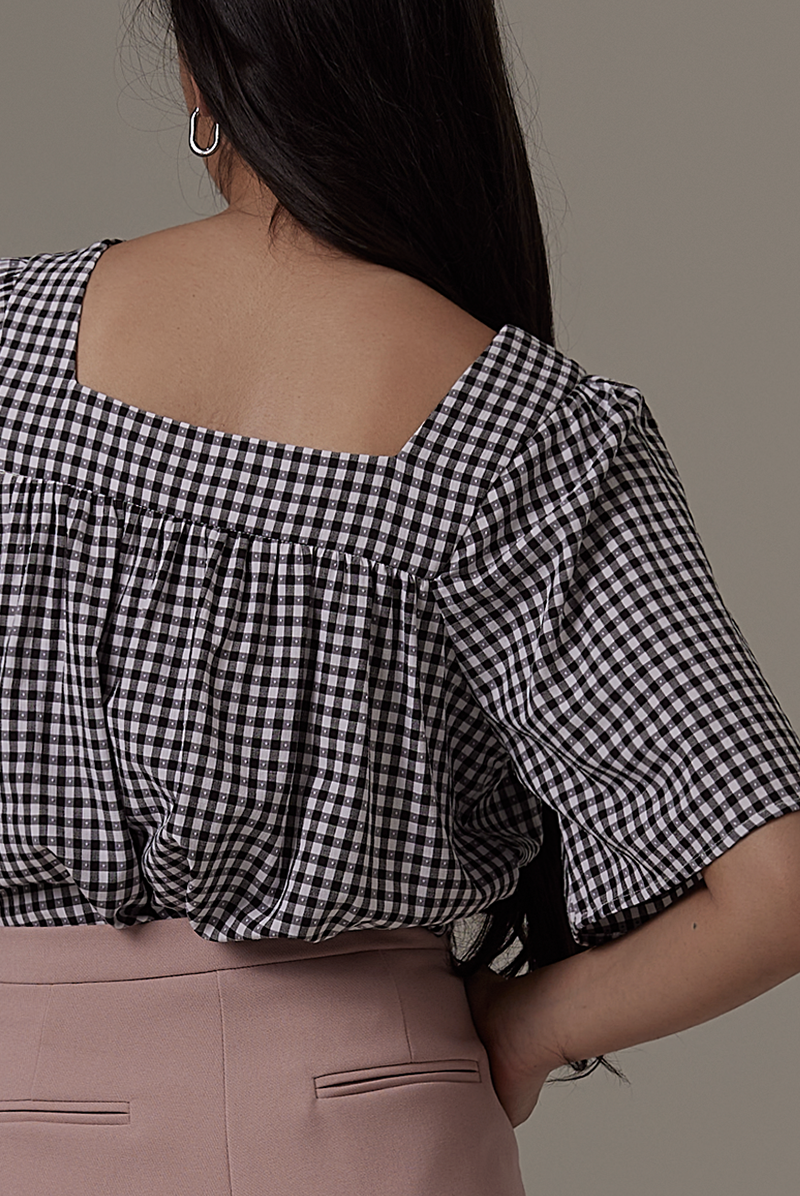 Remia Checkered Blouse in Black