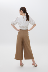 Velda Floral Knotted Top in Khaki