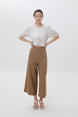 Velda Floral Knotted Top in Khaki