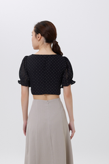 Rylee Polka Dot Crop Top in Black