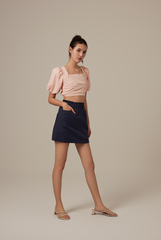 Jailyn Puff Sleeve Crop Top in Powder